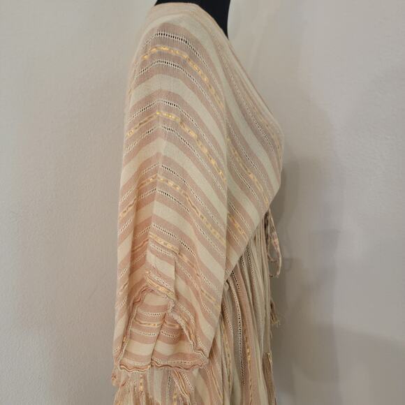 Steve Madden OS Peach Bohemian Cover Up Glitter Tunic Adjustable Resort Vacation - Picture 9 of 12